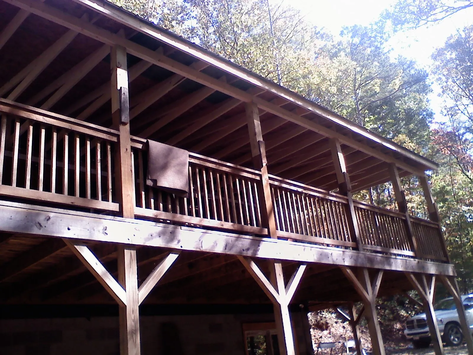 Timber framing under a new elevated porch and deck — Roof Leak Repair in Evans City by Roofing Brothers